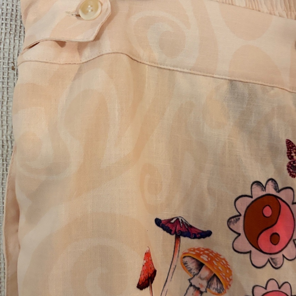 Agua Bendita Maicy Cargo Pants in Butterly Mushroom Print, NWT SZ XL - Picture 6 of 10